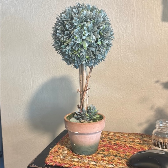 Green and Tan Faux Floral Accent Sphere topiary - Picture 2 of 11